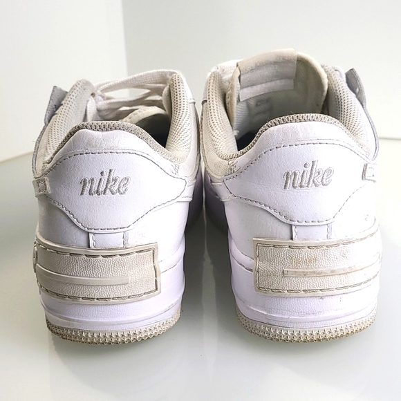 Ladies 8.5 Nike AF1 Shadow Triple White Platform Sneaker Shoe Air Force One UK 6 - Picture 2 of 5